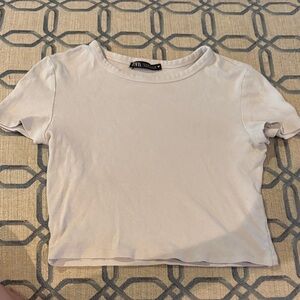 Zara Women's Light Gray Short Sleeve Tee